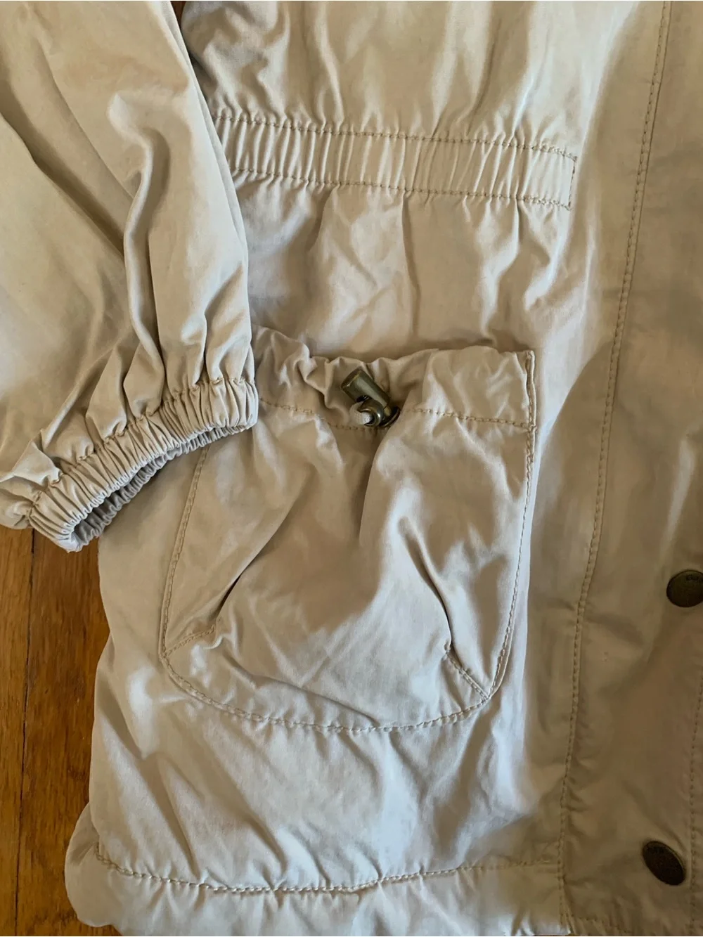 GAP Kids Khaki Hooded Raincoat with Fleece Lining M 8Y